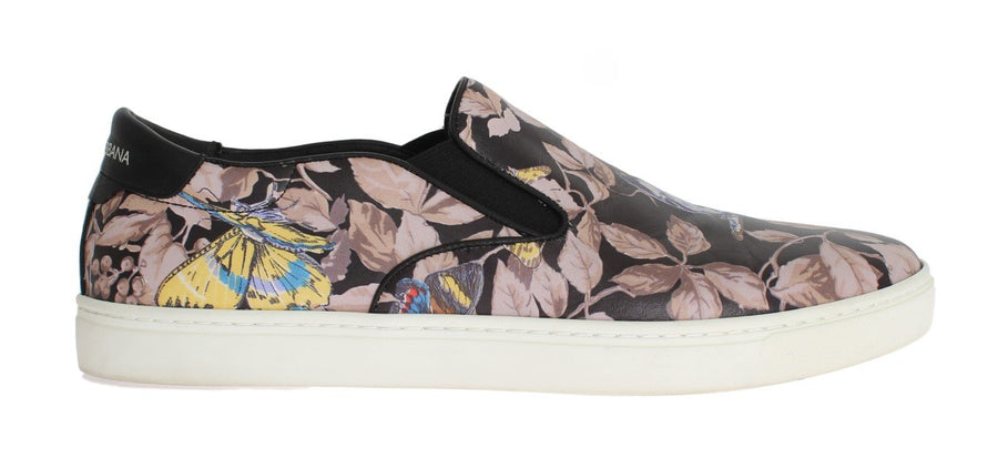 Black Leather Pattern Loafers