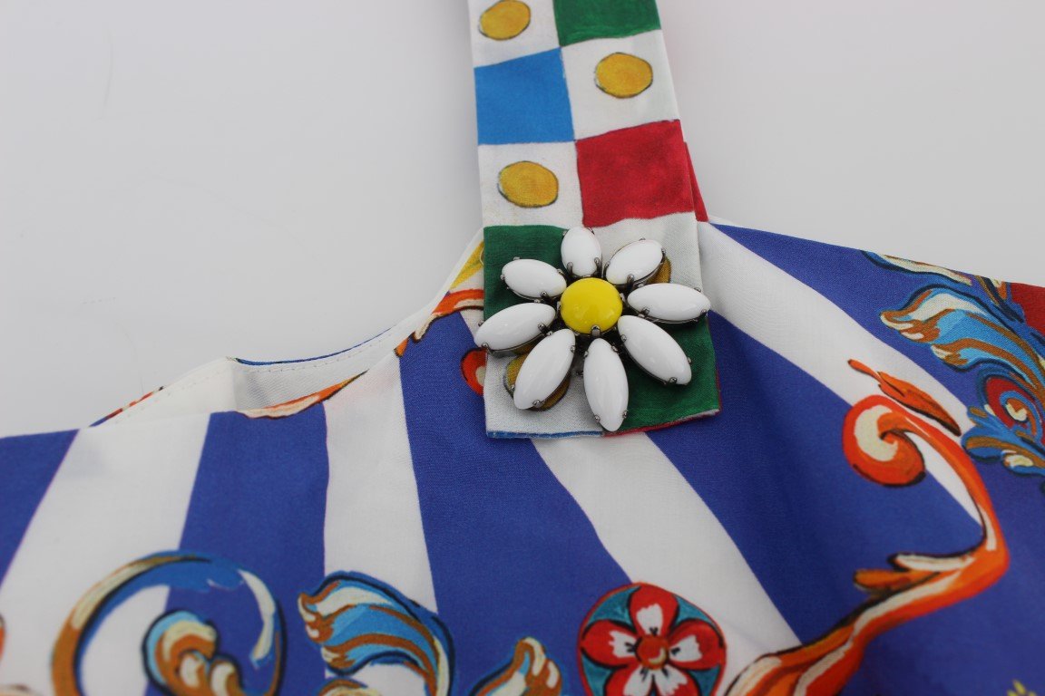 Multicolor Carretto Crystal Sheath Cotton Dress