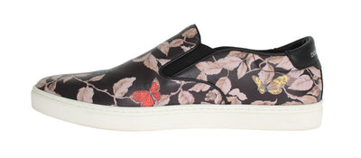 Black Leather Pattern Loafers