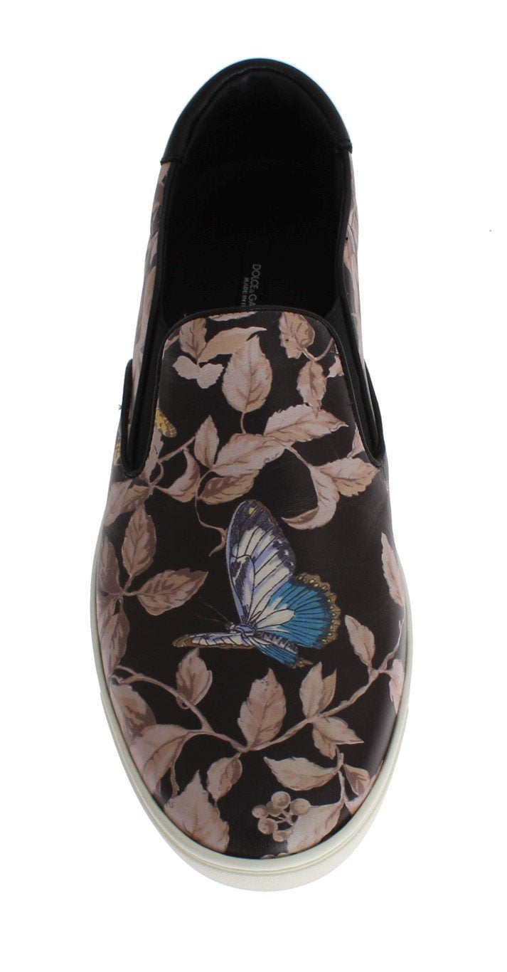 Black Leather Pattern Loafers