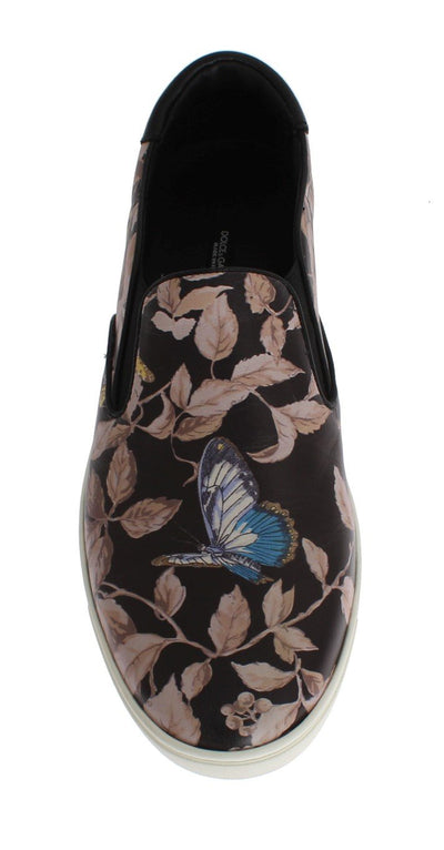 Black Leather Pattern Loafers