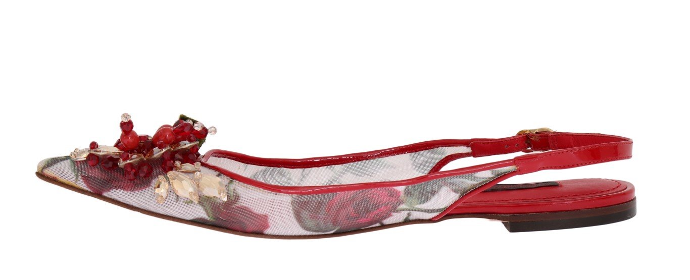Multicolor Crystal Roses Flat Slingbacks