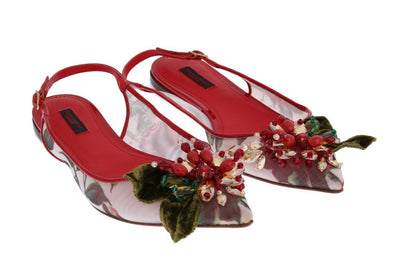 Multicolor Crystal Roses Flat Slingbacks
