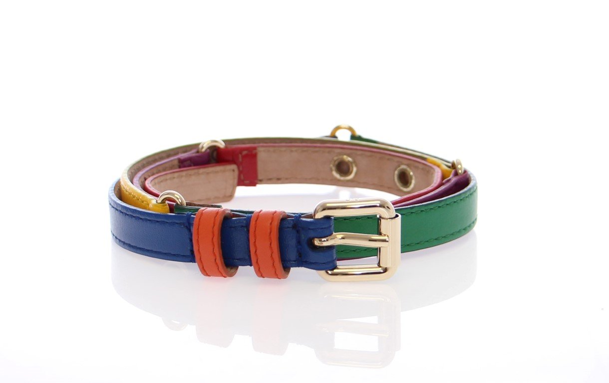 Multicolor leather logo belt