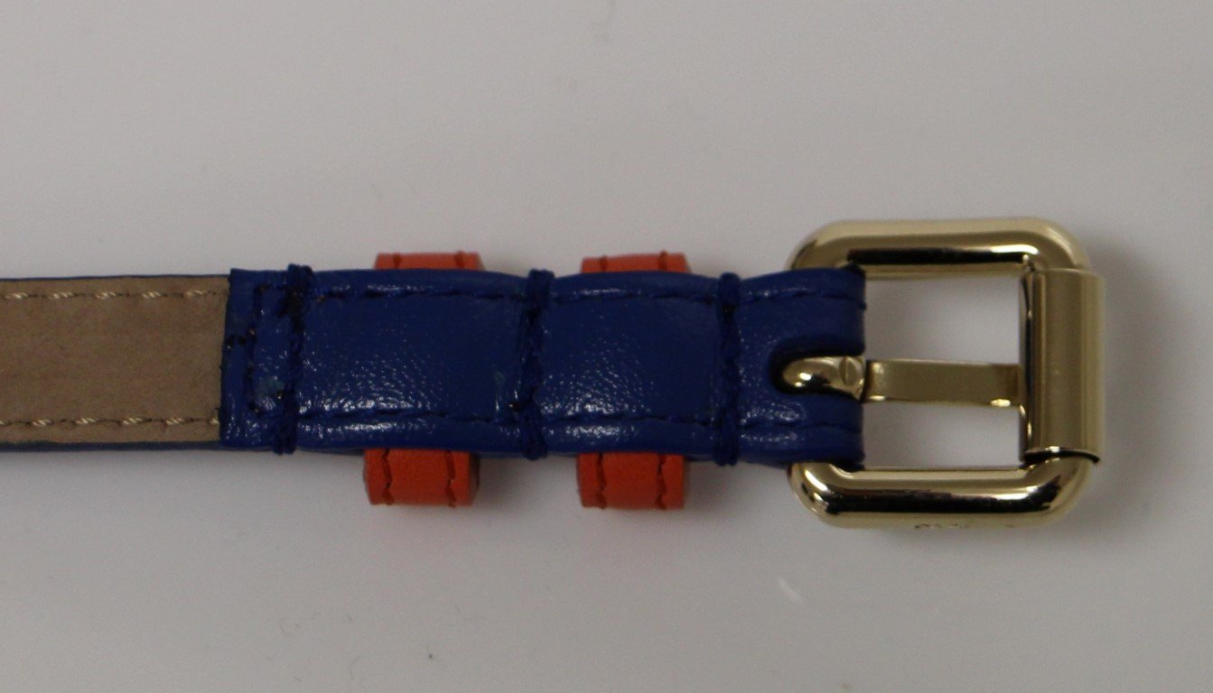 Multicolor leather logo belt