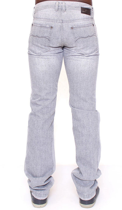 Gray Straight Pattern POWER Logo Jeans