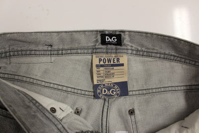 Gray Straight Pattern POWER Logo Jeans