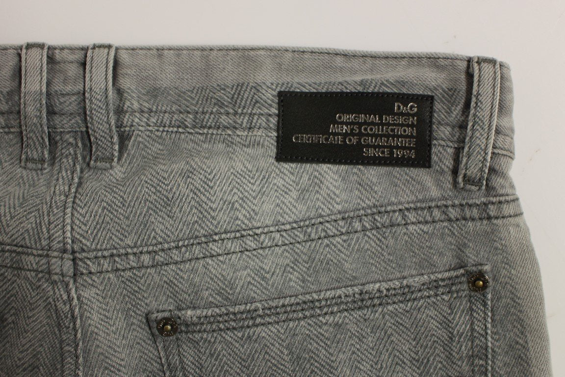 Gray Straight Pattern POWER Logo Jeans