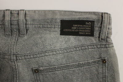 Gray Straight Pattern POWER Logo Jeans