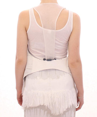White Lashes Open Back Vest Jacket