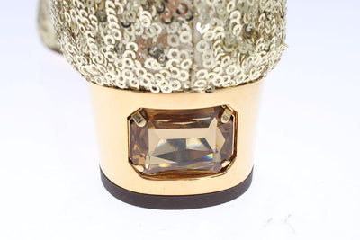 Gold Sequined Crystal Mary Janes Shoes