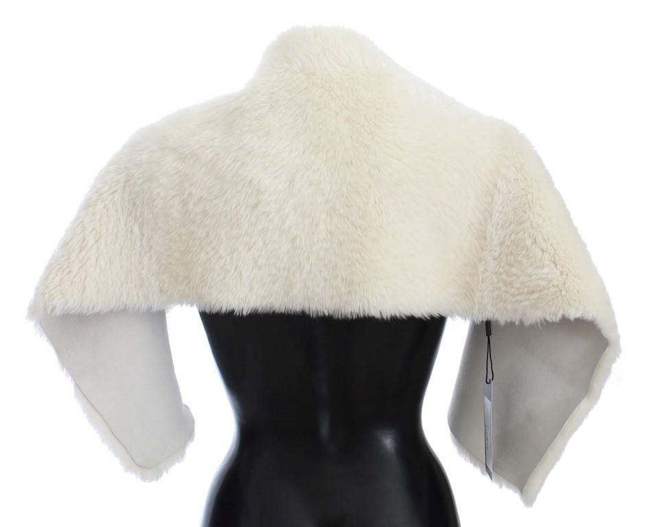 White Lambskin Fur Silk Scarf