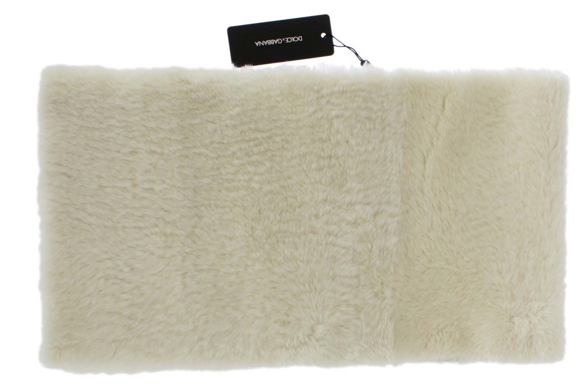 White Lambskin Fur Silk Scarf