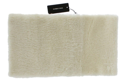 White Lambskin Fur Silk Scarf