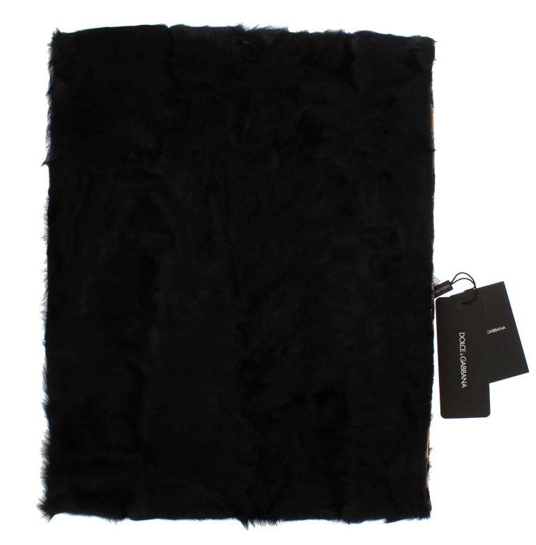Leopard Print Black Lamb Fur Scarf