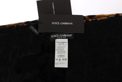 Leopard Print Black Lamb Fur Scarf