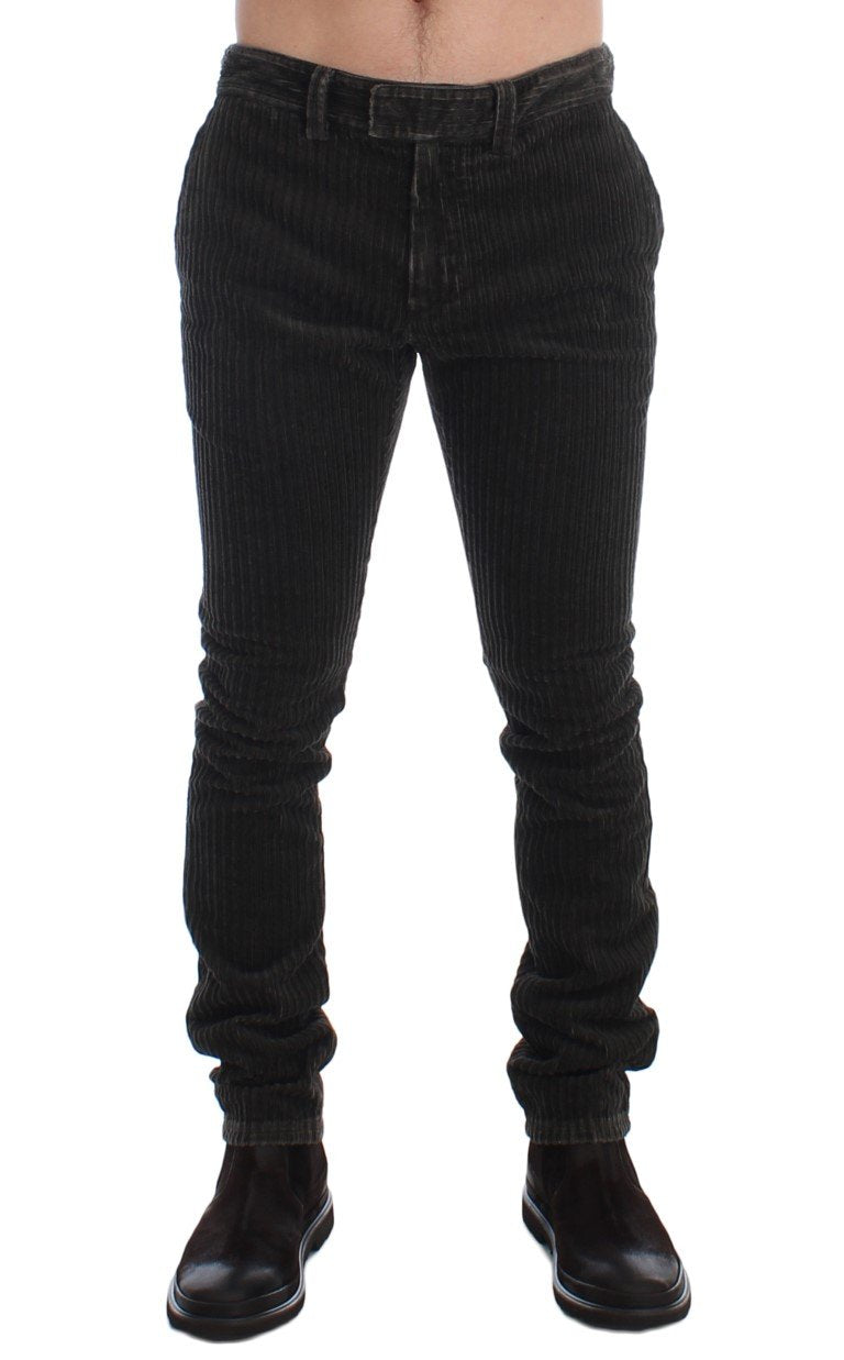 Green Corduroy Slim Fit Pants Jeans