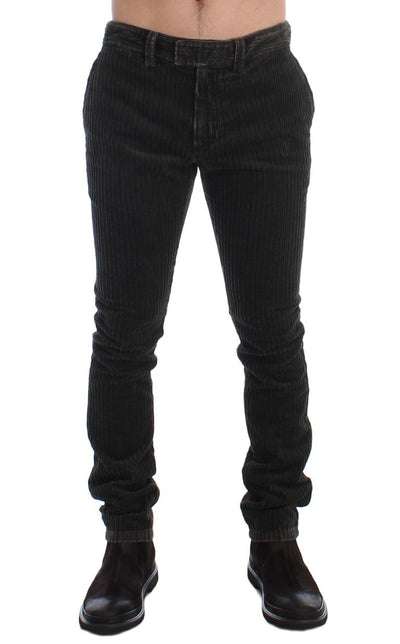 Green Corduroy Slim Fit Pants Jeans