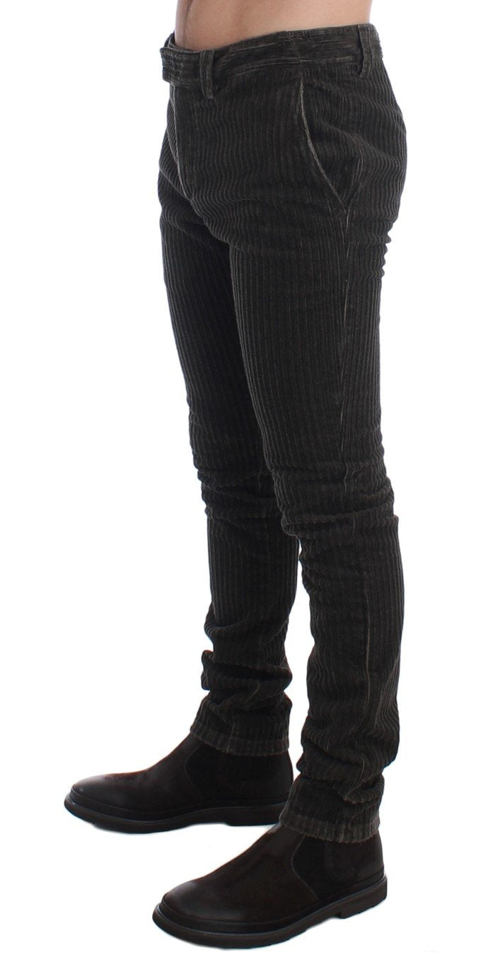 Green Corduroy Slim Fit Pants Jeans