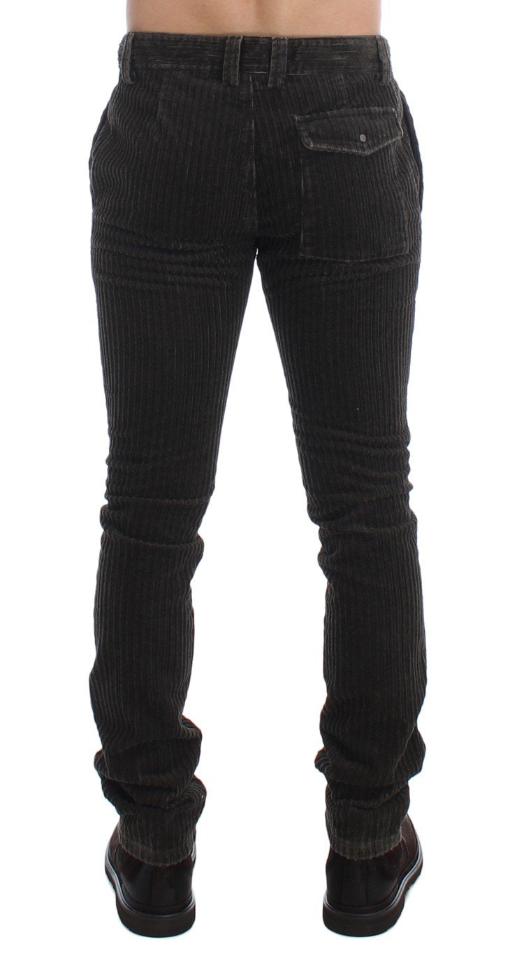 Green Corduroy Slim Fit Pants Jeans
