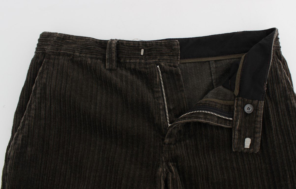 Green Corduroy Slim Fit Pants Jeans