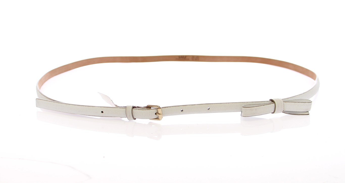 White Leather Logo Belt