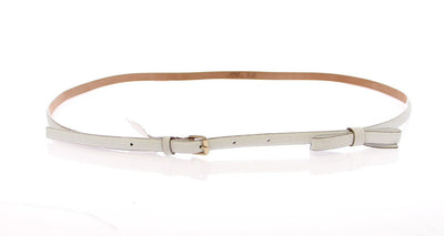 White Leather Logo Belt