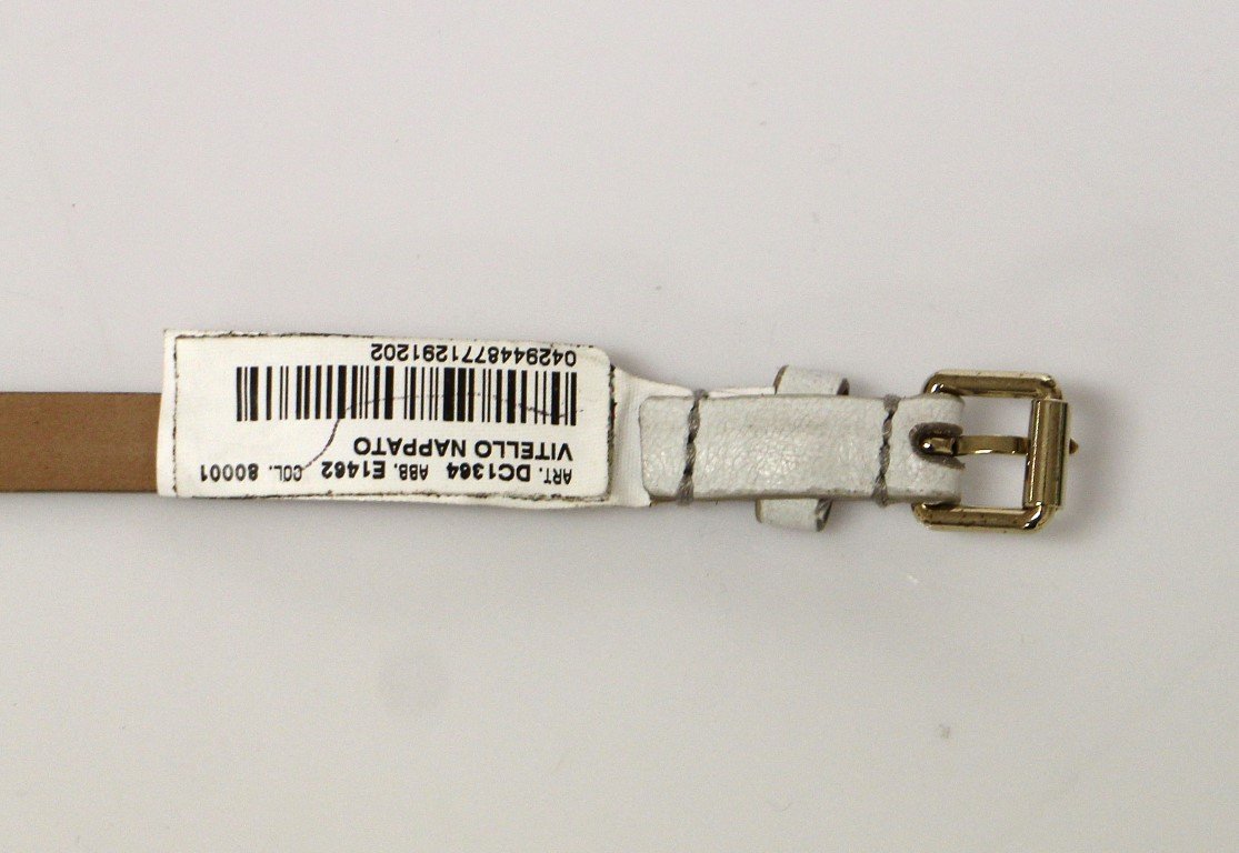 White Leather Logo Belt