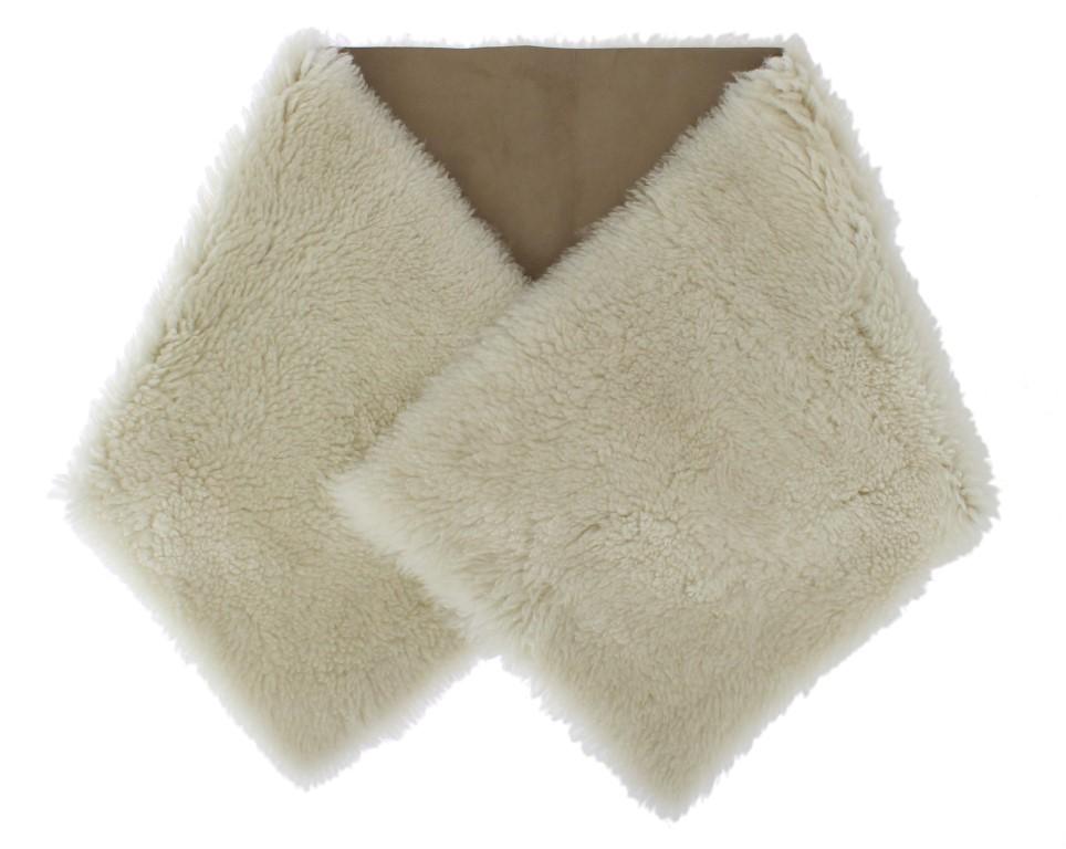 White Lambskin Fur Silk Scarf