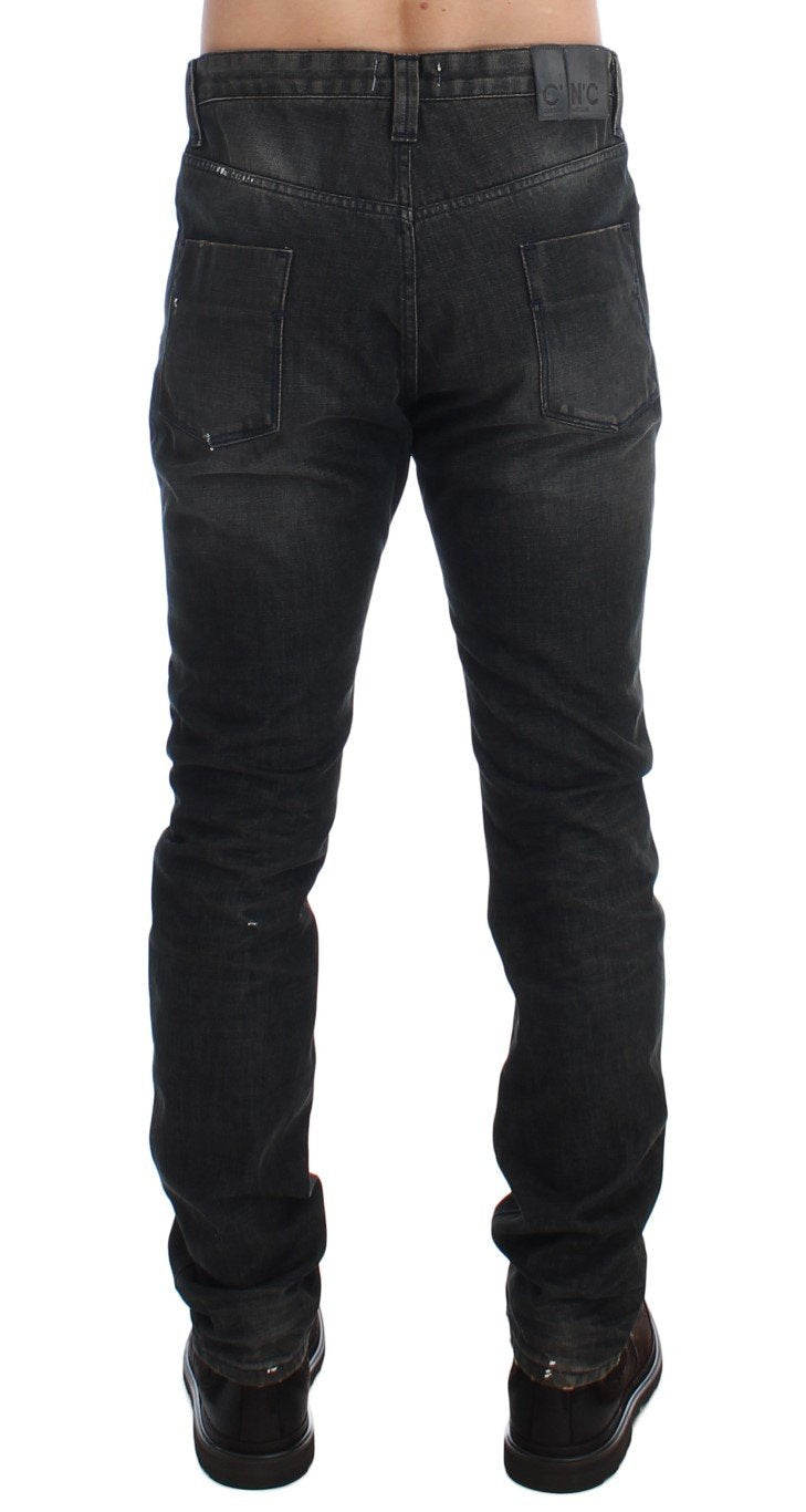 Gray Wash Slim Fit Cotton Denim Jeans