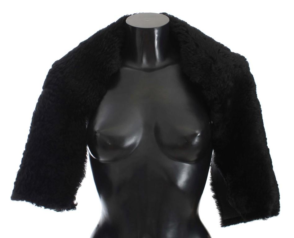Black Lambskin Fur Silk Scarf