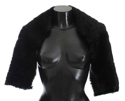 Black Lambskin Fur Silk Scarf