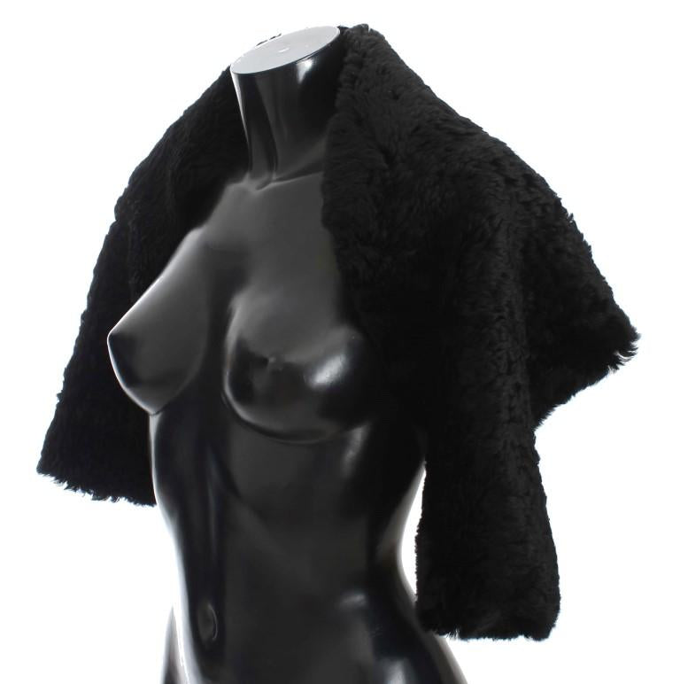 Black Lambskin Fur Silk Scarf