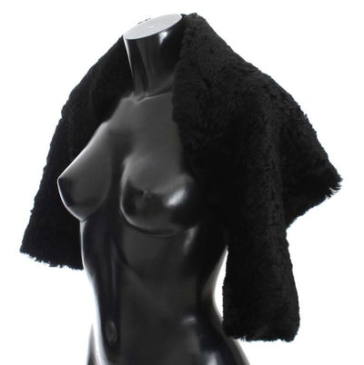 Black Lambskin Fur Silk Scarf