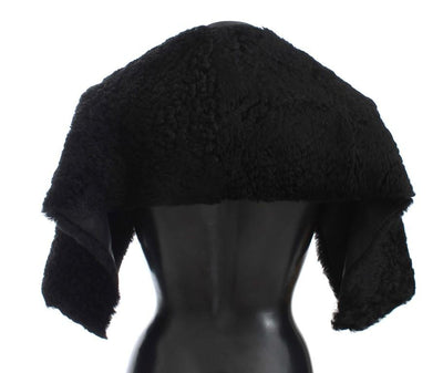 Black Lambskin Fur Silk Scarf