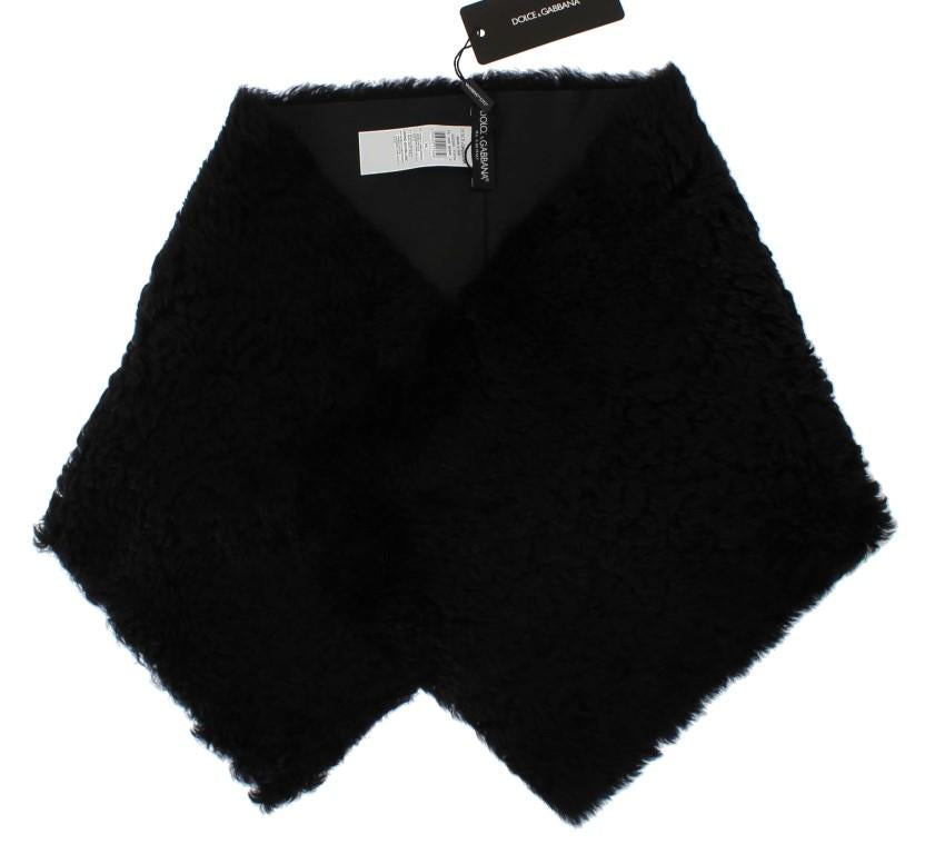 Black Lambskin Fur Silk Scarf