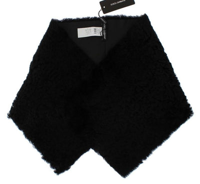 Black Lambskin Fur Silk Scarf