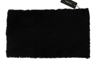Black Lambskin Fur Silk Scarf