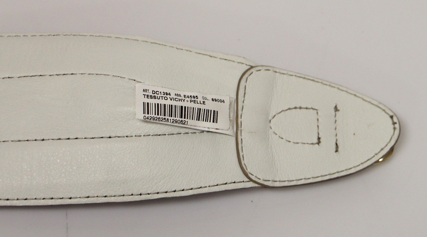 Blue Cotton Leather Logo Waist Belt