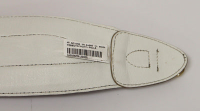 Blue Cotton Leather Logo Waist Belt