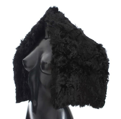 Black Alpaca Fur Shoulder Wrap Scarf