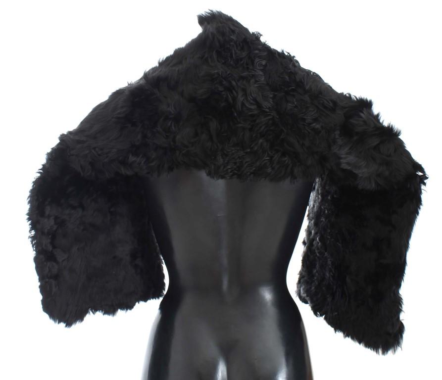 Black Alpaca Fur Shoulder Wrap Scarf