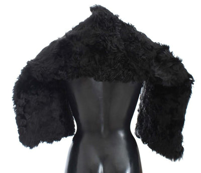 Black Alpaca Fur Shoulder Wrap Scarf