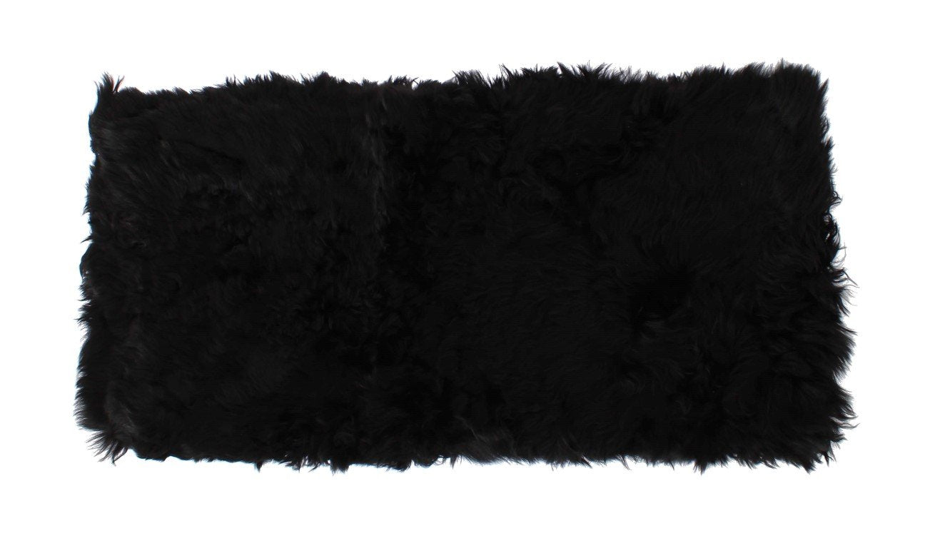 Black Alpaca Fur Shoulder Wrap Scarf