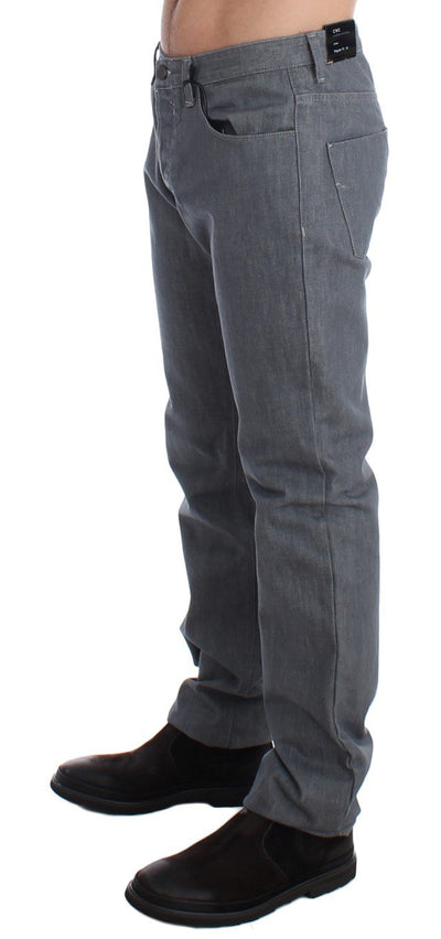 Gray Regular Fit Cotton Pants Jeans