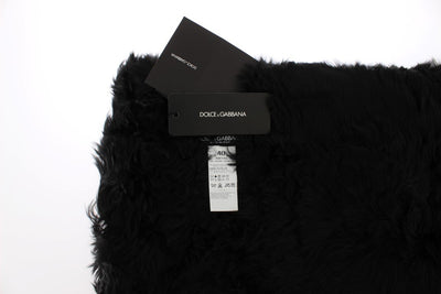 Black Alpaca Fur Shoulder Wrap Scarf