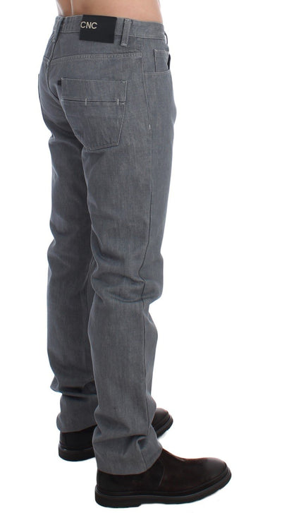 Gray Regular Fit Cotton Pants Jeans
