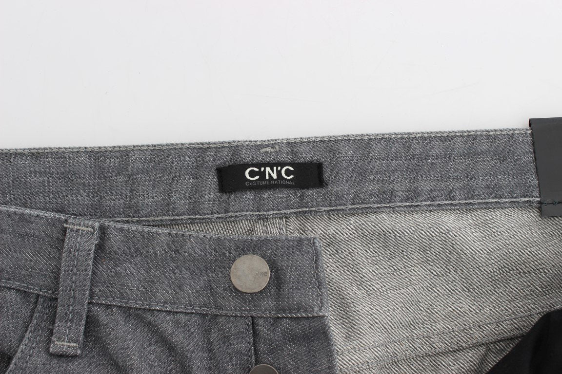 Gray Regular Fit Cotton Pants Jeans