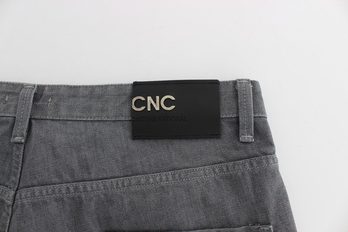 Gray Regular Fit Cotton Pants Jeans