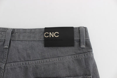Gray Regular Fit Cotton Pants Jeans